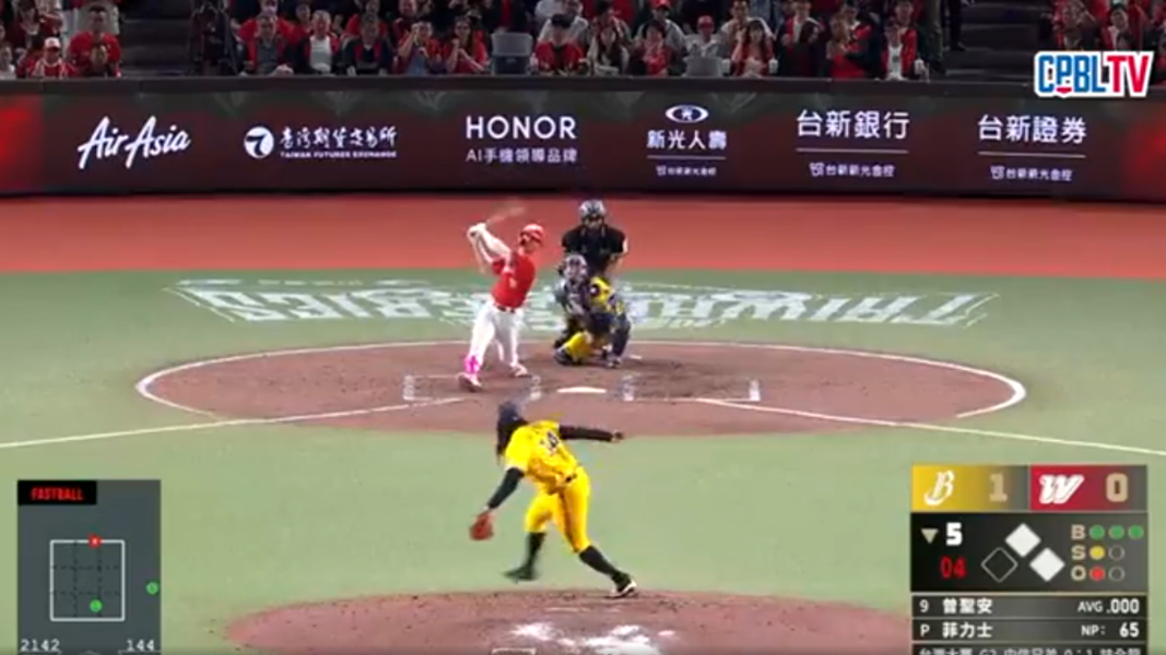 曾聖安逆轉3分砲,味全龍連2勝中信兄弟。(圖/CPBL)