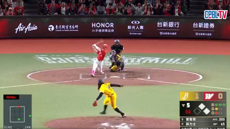 曾聖安逆轉3分砲,味全龍連2勝中信兄弟。(圖/CPBL)