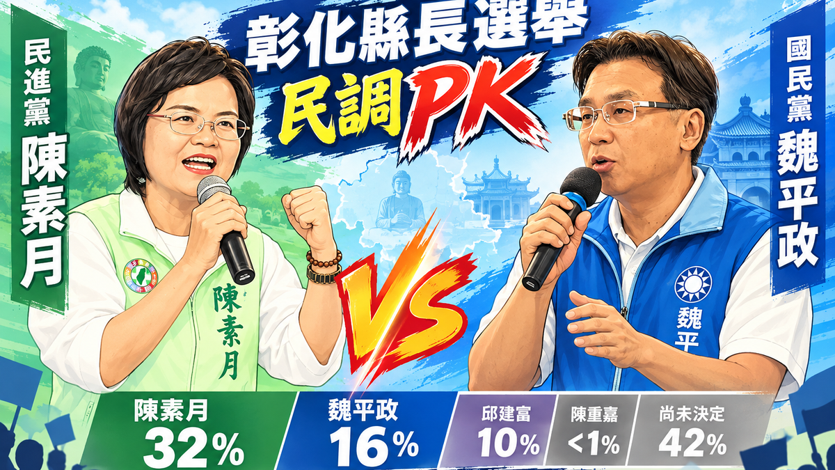 聯合報民調/彰化縣長陳素月32%居首 魏平政16% 逾四成選民仍未決定