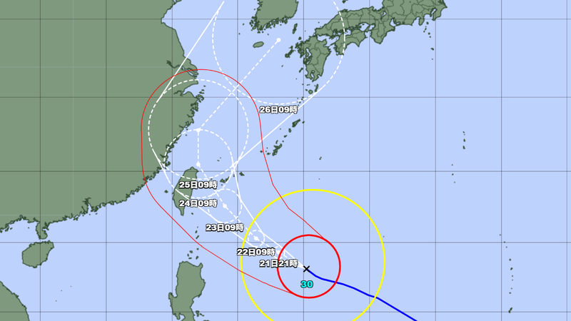 薔琵颱風日本氣象廳最新路徑曝光。(圖/翻攝自日本氣象廳)