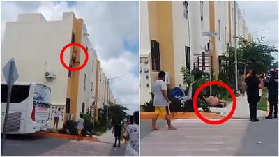 有片/墨國男偷吃人妻被抓包! 爬窗逃跑「半裸掛3樓」下秒慘摔
