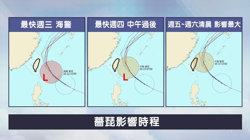 薔琵颱風路徑預測。(圖/中央氣象署)
