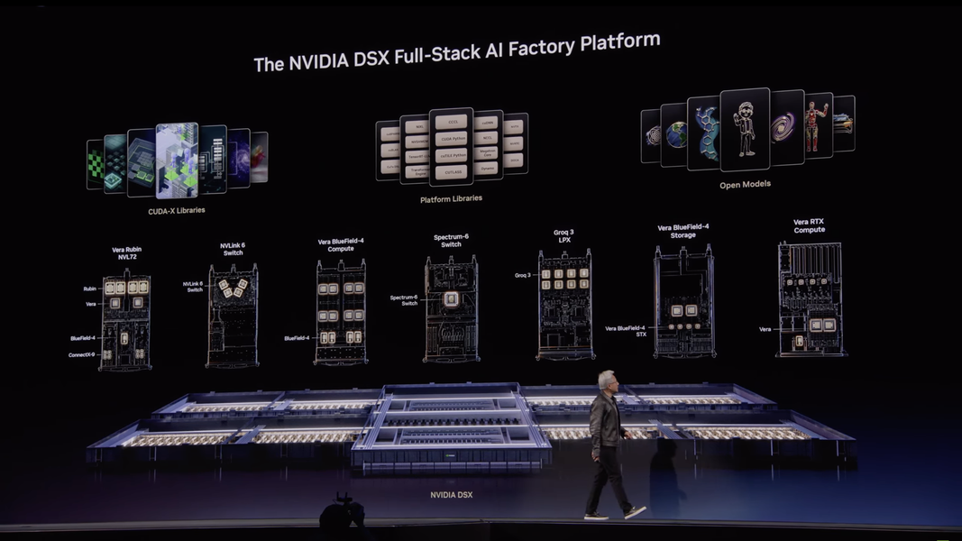 黃仁勳展示輝達新一代Vera Rubin運算系統(圖/翻攝自YouTube@NVIDIA)