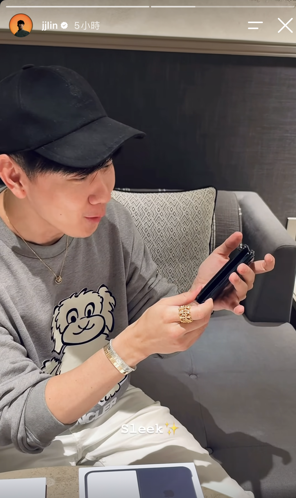 林俊傑開箱iPhone Duo。（圖／翻攝自林俊傑IG）