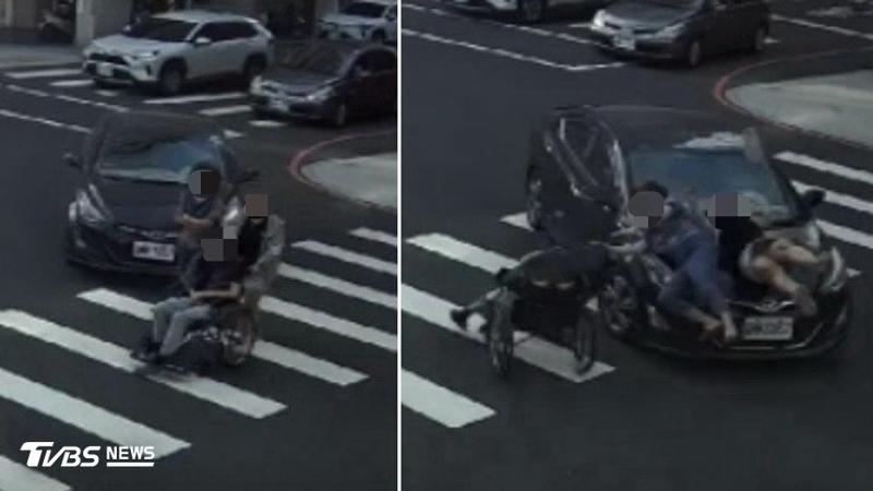 中市中區發生一起驚險車禍。(圖/民眾提供)