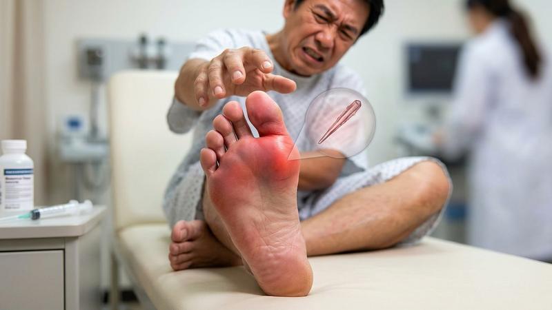 一名40歲的男子因為極端減肥,而引發痛風。(示意圖,非當事人/AI 生成)