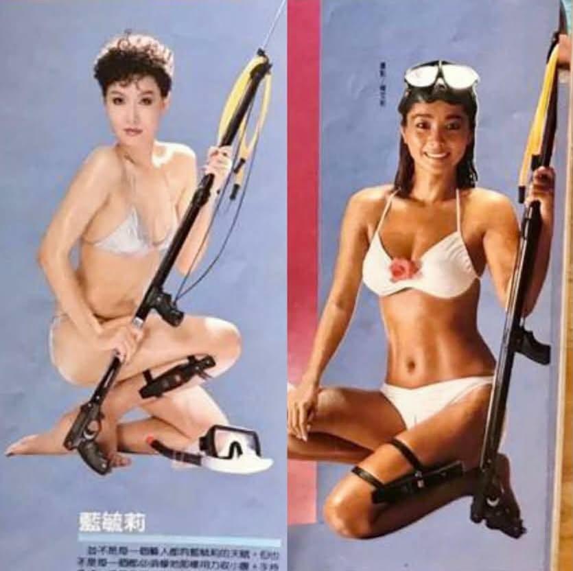 陳美鳳(右)當年皮膚黝黑,一旁的藍毓莉身材也很火辣。(圖/翻攝自陳美鳳臉書)