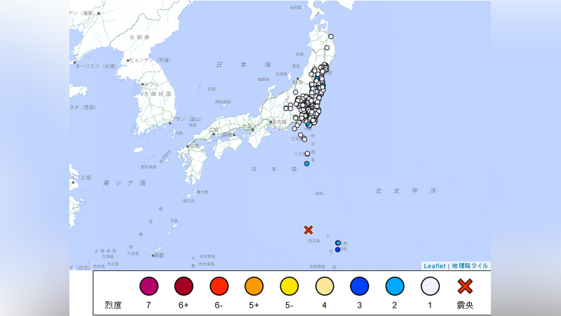 日本小笠原群島今(25)日上午再度發生規模7.0強震(圖/翻攝自日本氣象廳)