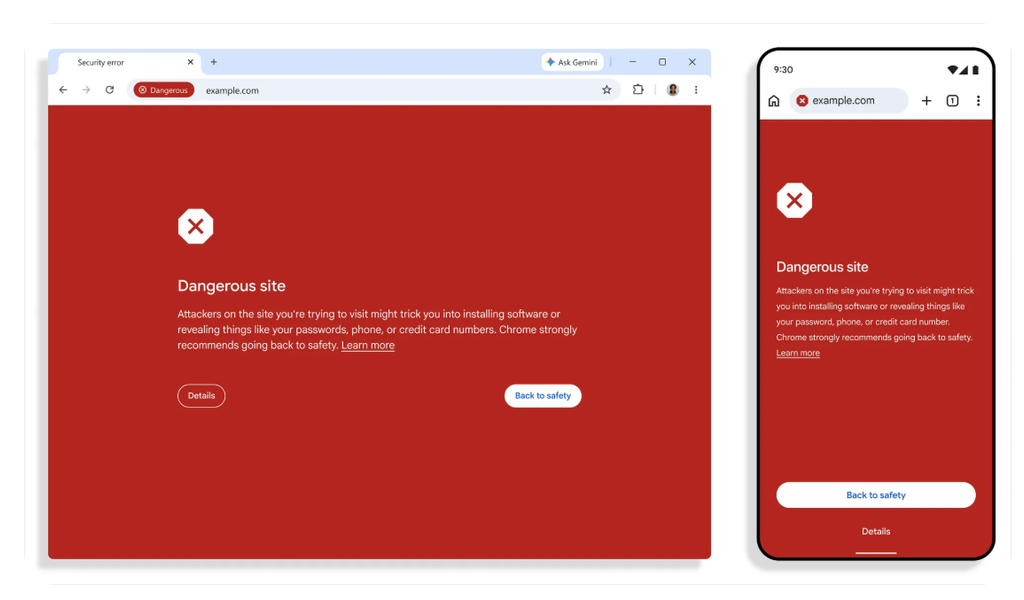 危險網站(Dangerous sites)警告(圖/翻攝自Google Security)