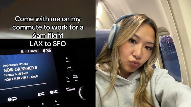 一名在美國工作的26女子一周三天需搭飛機通勤,往返洛杉磯跟舊金山。(圖/翻攝自TikTok@khieut)