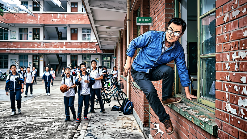 一名資源班教師出現爬窗闖入教室、攜帶水果刀入校的失控行為。(示意圖/AI 生成)