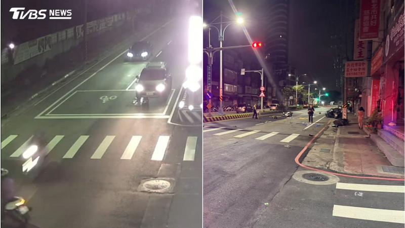 2輛機車在路口碰撞,其中1名騎士重傷不治。(圖/TVBS)