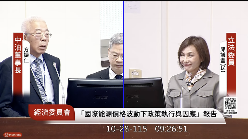 中油董座方振仁指出,中油後續龐大資本支出無法靠營運支撐,還是需要透過增資,否則將出現資金重大缺口。(圖/立院直播)