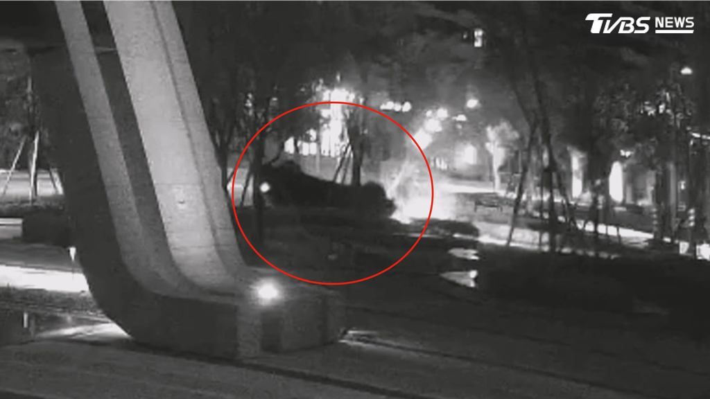 事發於28日凌晨2點多，轎車連環撞擊直接將路樹撞斷，最終整輛車翻覆呈四輪朝天狀態，巨大聲響驚醒睡夢中的住戶（圖／TVBS）