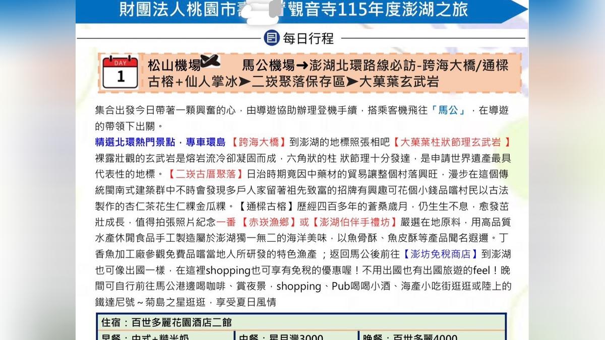拿香油錢買票?桃市議員候選人挪寺廟公款邀里長「免費遊澎湖」