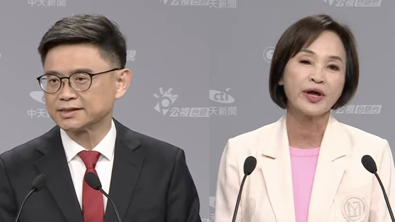 高雄市長候選人賴瑞隆、柯志恩雙方辯論交火。(圖/民視、中天新聞、公視台語台提供)