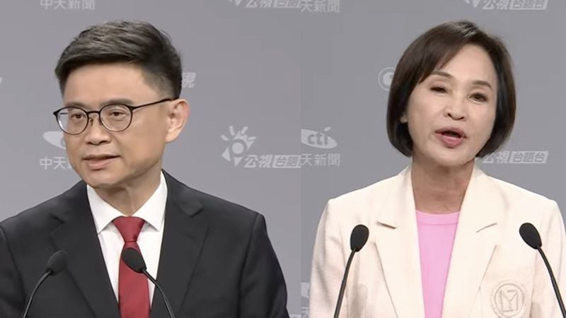 高雄市長候選人賴瑞隆、柯志恩雙方辯論交火。(圖/民視、中天新聞、公視台語台提供)