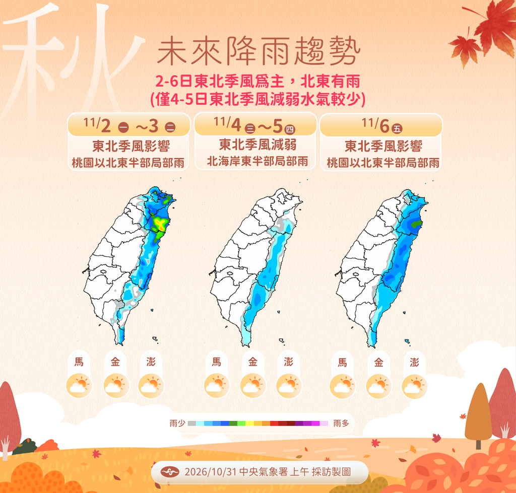未來降雨趨勢。(圖/中央氣象署)