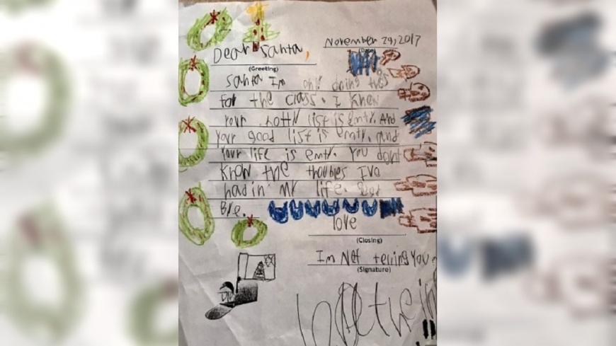 你不瞭解我!6歲童寫信怒嗆聖誕老人被讚翻