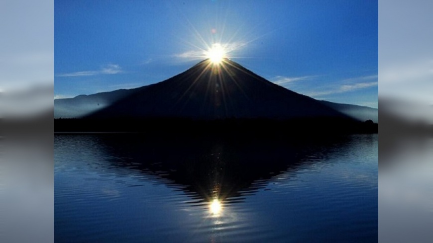 只有現在才看得到！　富士山「鑽石」曙光