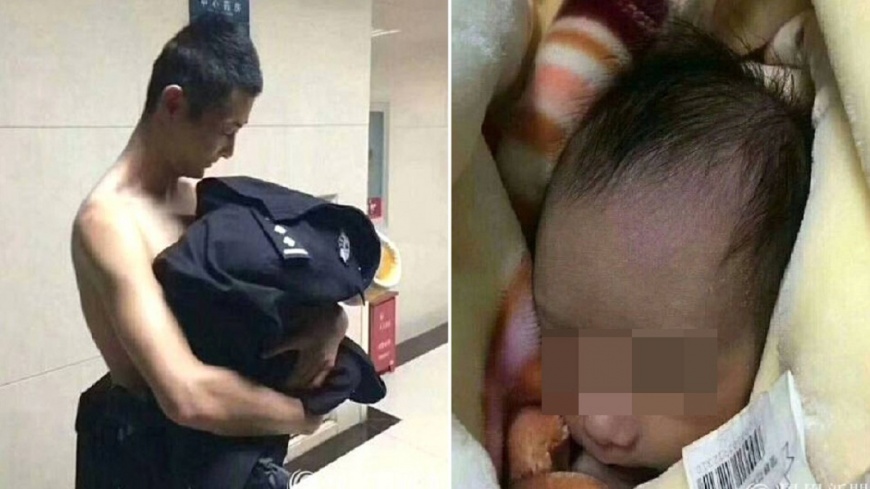 男嬰遭棄凍到發紫 警脫上衣緊抱幫取暖