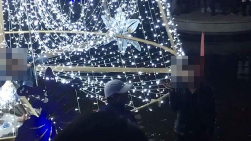 不怕觸電?水中耶誕樹遭拉扯 只為拍美照