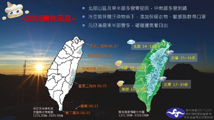 元旦連假天氣如何? 這2張圖報你知