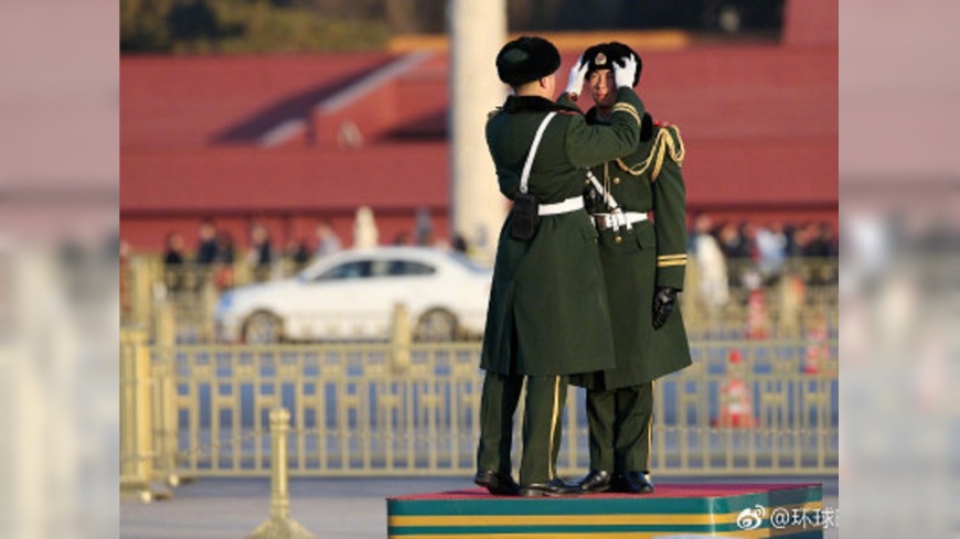大陸2018元旦升旗 解放軍首擔綱儀式