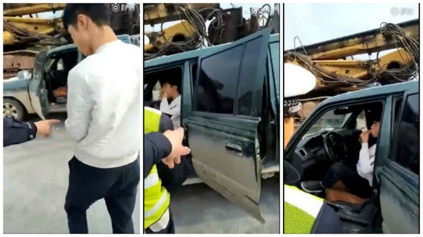 違規上路被開單 男在交警前「吃駕照」