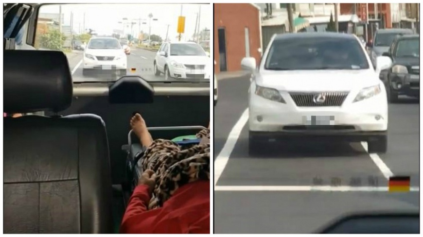 不想塞在車陣…把救護車當前導車　休旅車在後緊跟