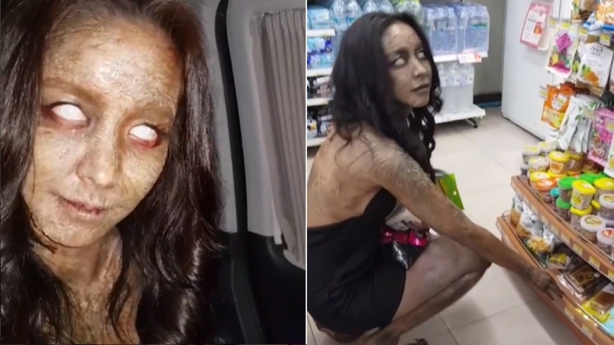 緹拉娜友薩奴妝都沒卸跑去超商購物