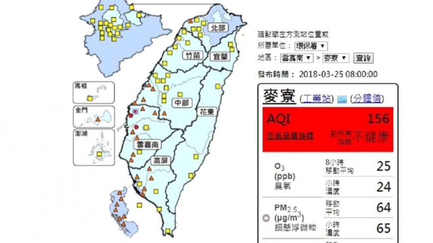 圖／翻攝自 空氣品質監測網