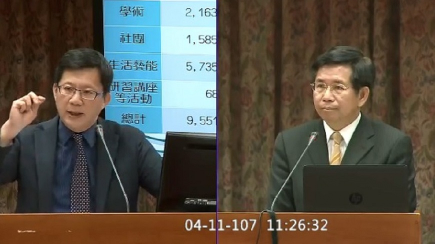 (左)立委張廖萬堅(右)教育部長潘文忠。圖／翻攝自立法院議事轉播