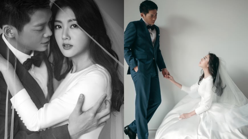美翻!陶嫚曼曬婚紗照 裸背倚老公懷中超甜蜜