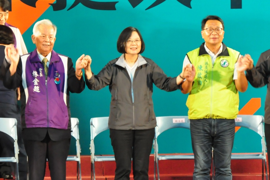 為拉抬陳歐珀選情,黨主席蔡英文日前赴宜蘭縣替陳歐珀造勢。/中央社