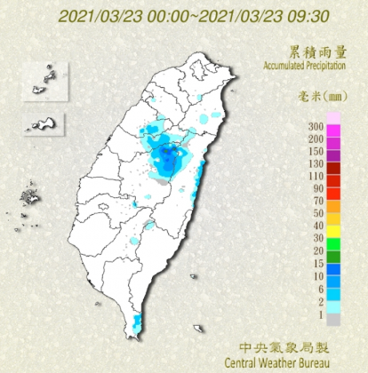 日累積雨量圖。（圖／翻攝自中央氣象局）