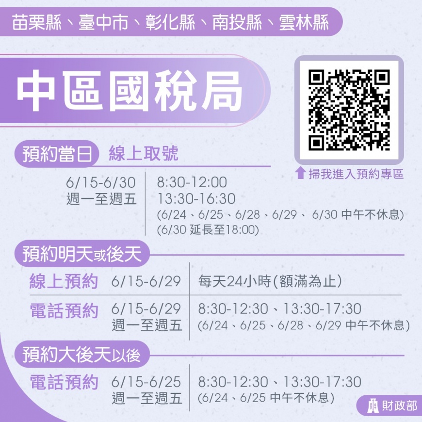 中區國稅局預約流程。（圖／翻攝自財政部LINE）