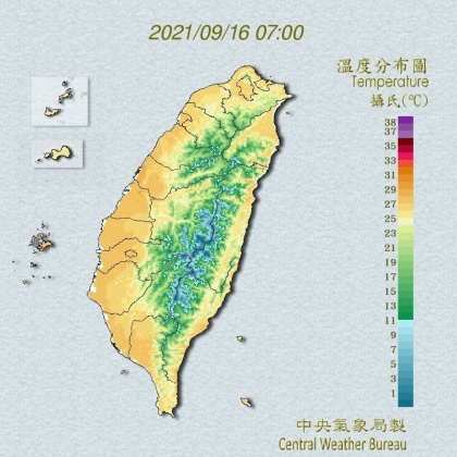 溫度分布圖。(圖/中央氣象局)