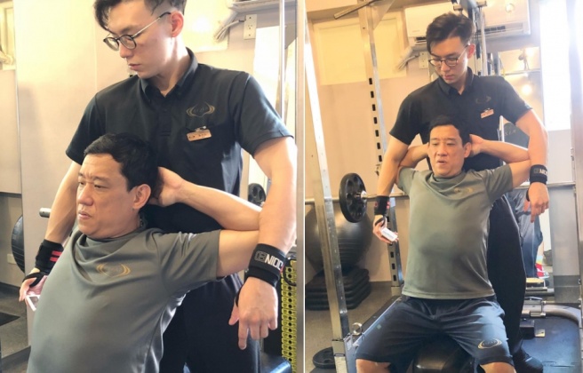 阿龐過去積極健身回到精壯的體態,無奈近日又復胖。 (圖/翻攝自阿龐臉書)