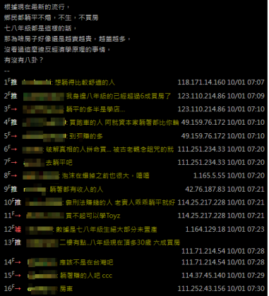 一名網友在PTT上發文表示房價也只漲不降,究竟都是誰在買房?(圖/翻攝自PTT)