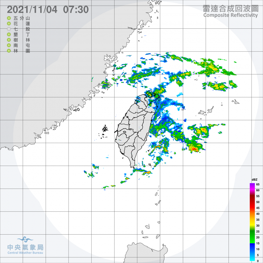 雷達回波圖。(圖/中央氣象局)