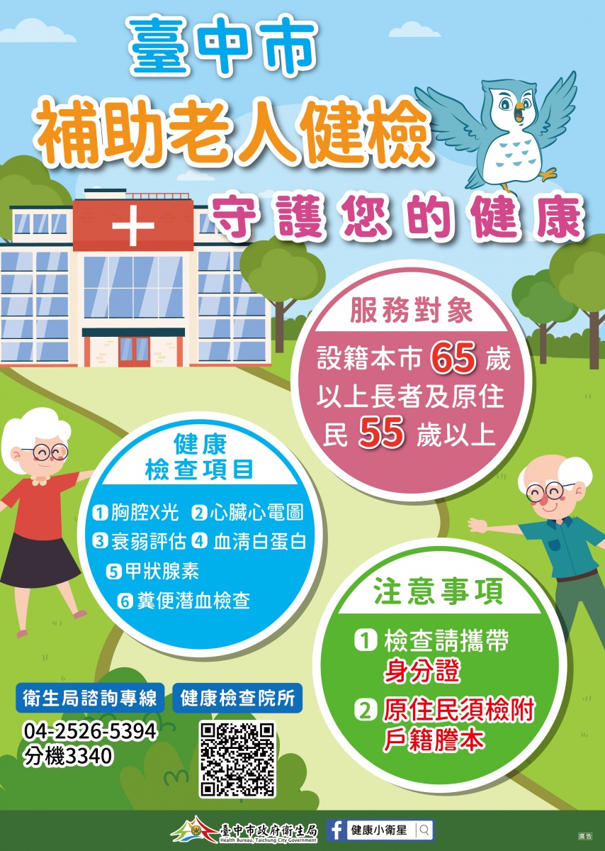 守護長者健康! 中市加碼補助長者健康檢查服務
