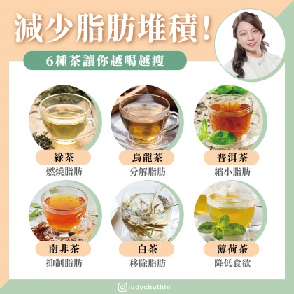 喝茶有助降低身體「變胖」能力。（圖／翻攝自輕鬆瘦營養師 朱瑞君 Facebook）