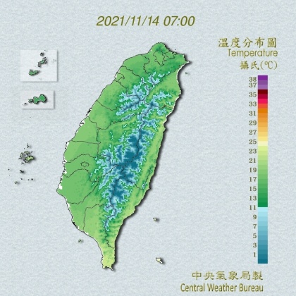 溫度分布圖。(圖/中央氣象局)