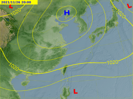 周五又有另波東北季風增強。(圖/氣象局)