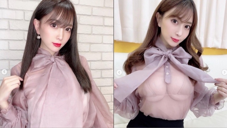 森咲智美化身性感聖誕禮物,掀開蝴蝶結畫面太震撼。(圖/翻攝自森咲智美IG)