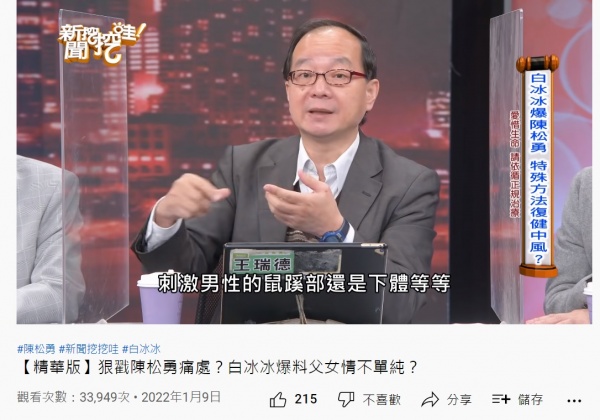 王瑞德說女主持人曾提及用刺激男性的鼠蹊部或下體等刺激神經的方式,看能否讓對方恢復知覺。(圖/翻攝自新聞挖挖哇YouTube頻道)