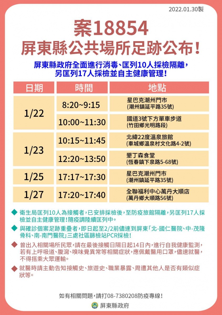 案18854屏東縣公共場所足跡。(圖/屏東縣政府)