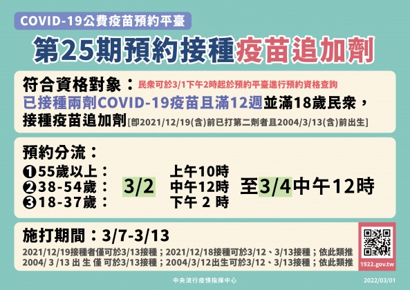 疫苗平台25期預約追加劑開放。(圖/疫情指揮中心提供)