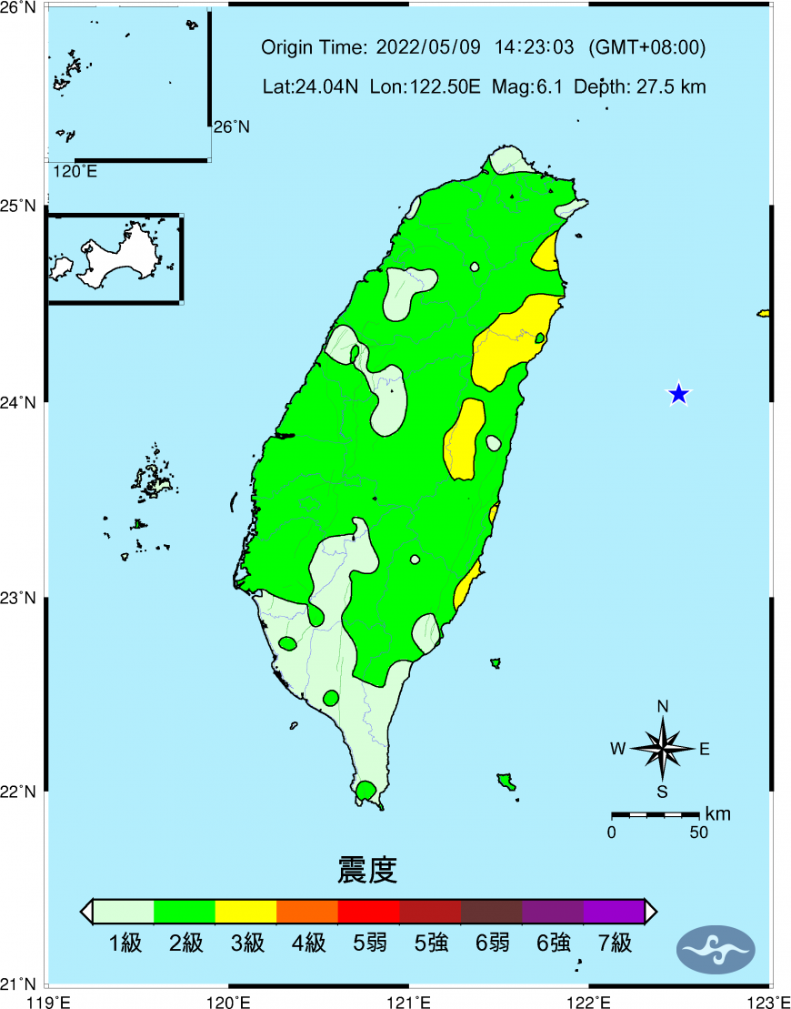 震度圖。（圖／中央氣象局）